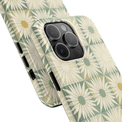 Retro Daisy Tough Phone Case — Vintage Floral Protective Cover for iPhone