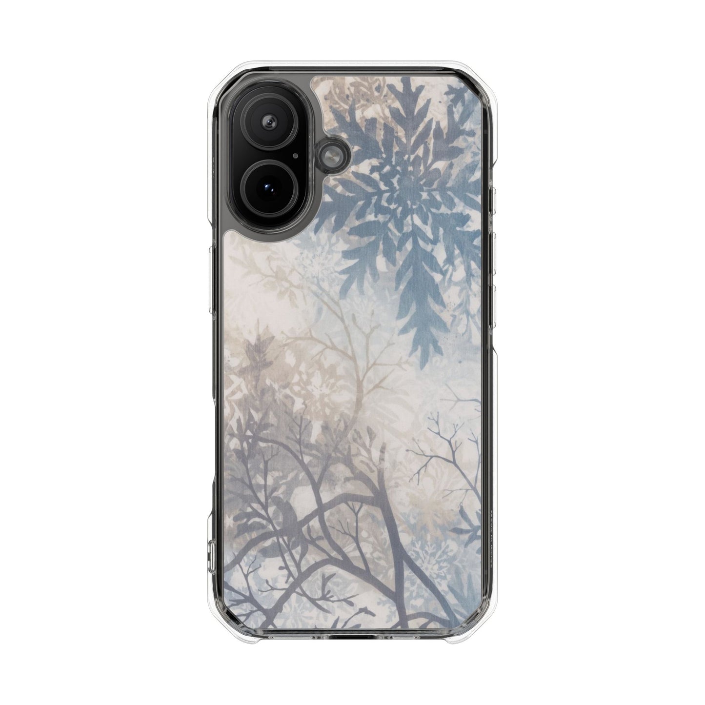 Clear Impact Phone Case with Delicate Botanical Shadow Design — Magnetic Compatible