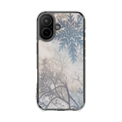 Clear Impact Phone Case with Delicate Botanical Shadow Design — Magnetic Compatible