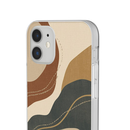 Abstract Earth Tone Phone Case — Boho Wavy Flexi Case