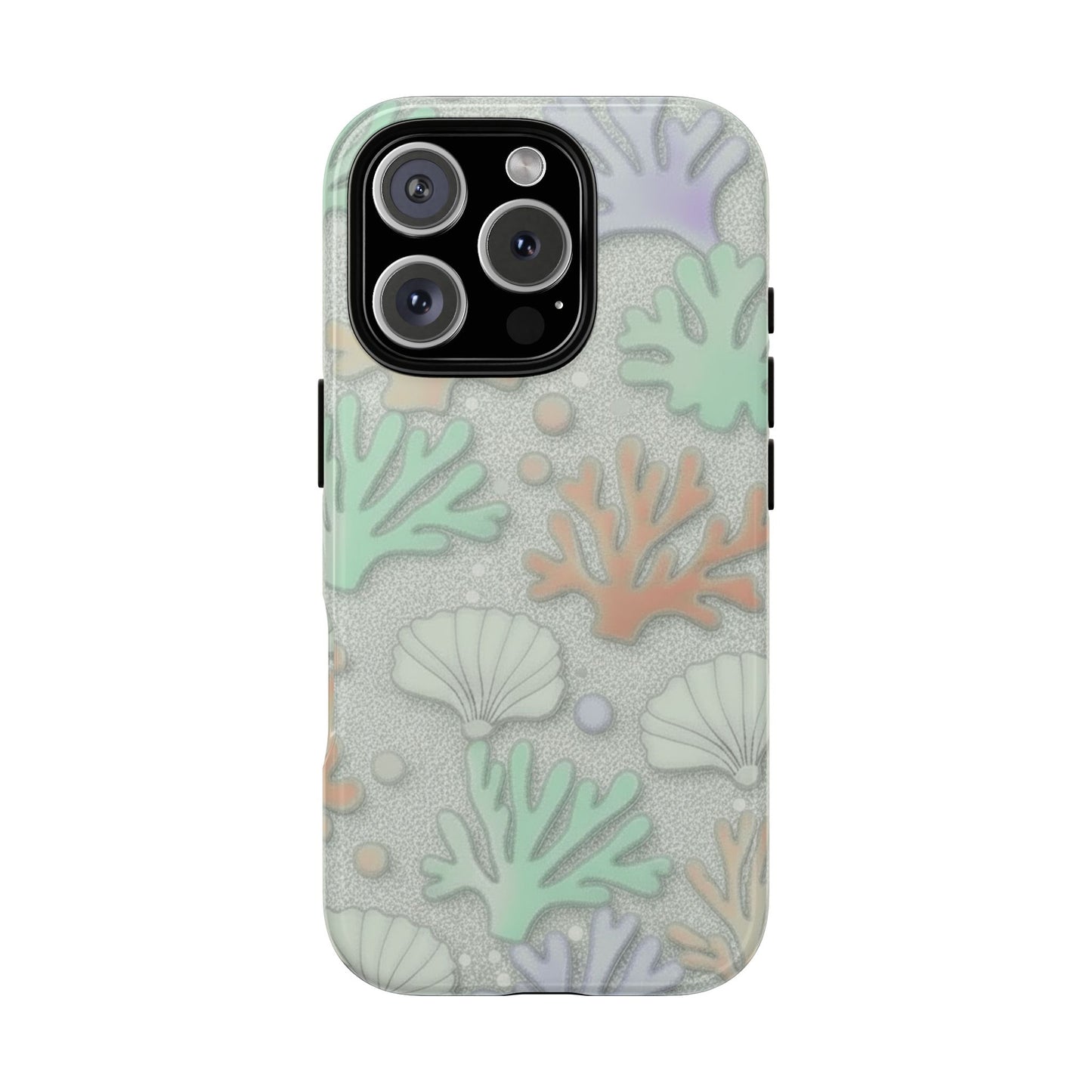 Pastel Coral Reef Tough Phone Case – Sea Shell & Coral Pattern Durable Protector