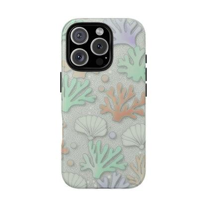Pastel Coral Reef Tough Phone Case – Sea Shell & Coral Pattern Durable Protector