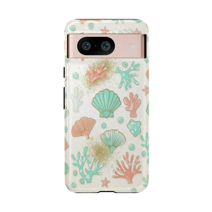 Seashell Coral Phone Case — Pastel Beach Shells Protective Tough Case