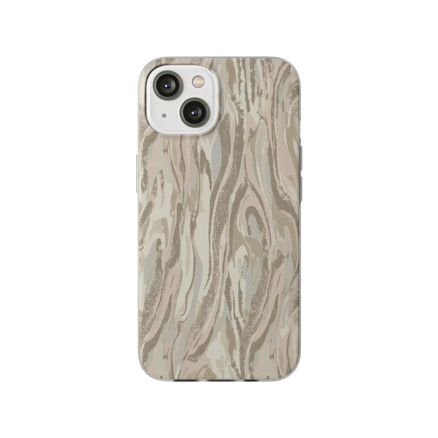 Neutral Marble Swirl Flexi Phone Case — Beige Abstract Protective Cover