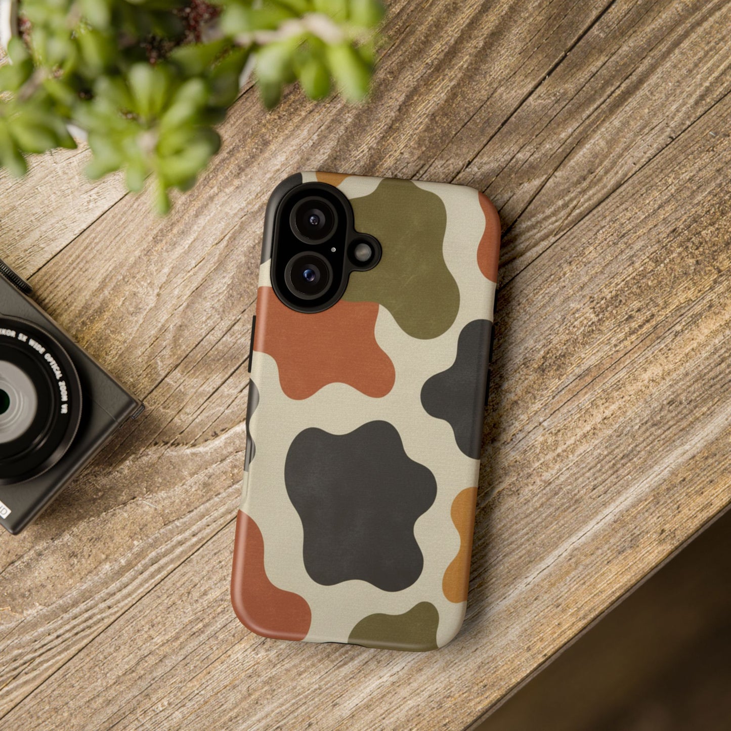 Retro Abstract Camouflage Phone Case — Earth Tone Tough Case