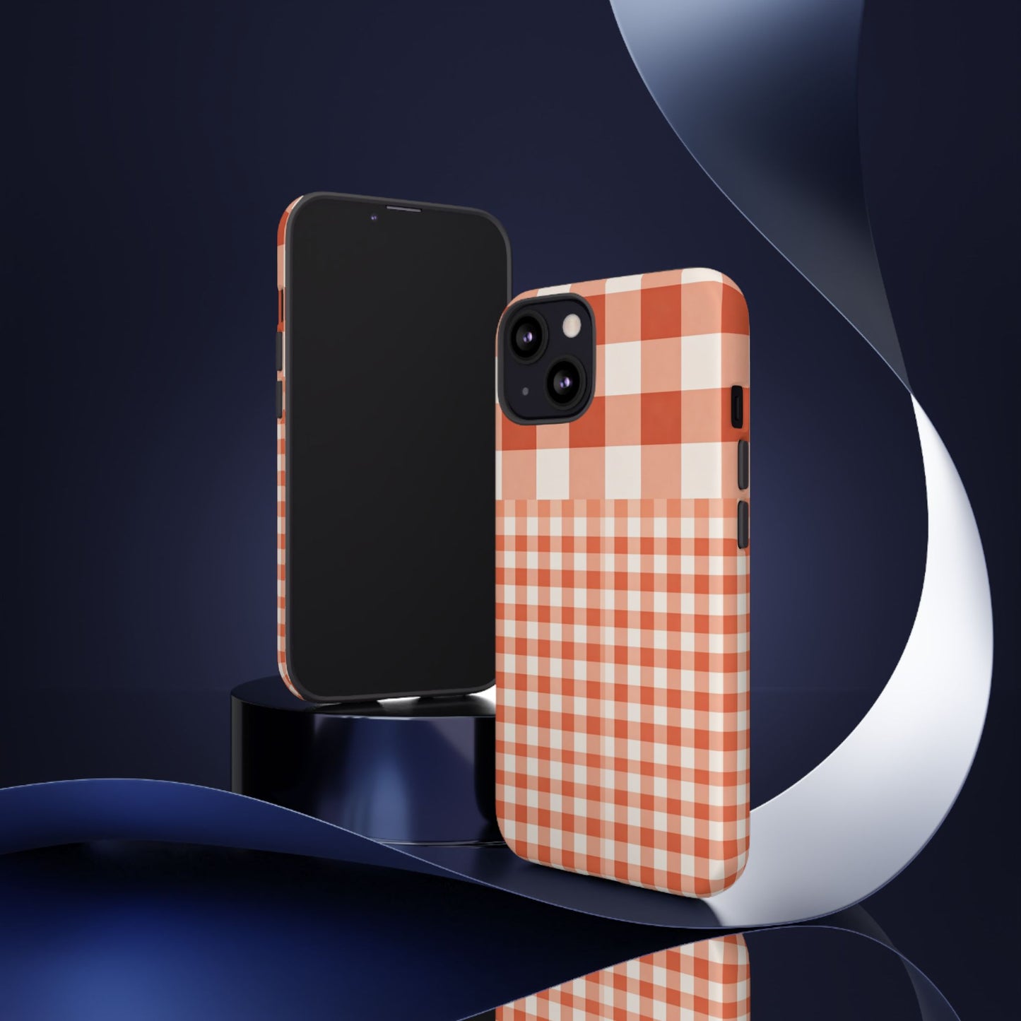 Buffalo Check Tough Phone Case — Orange Gingham Protective Cover