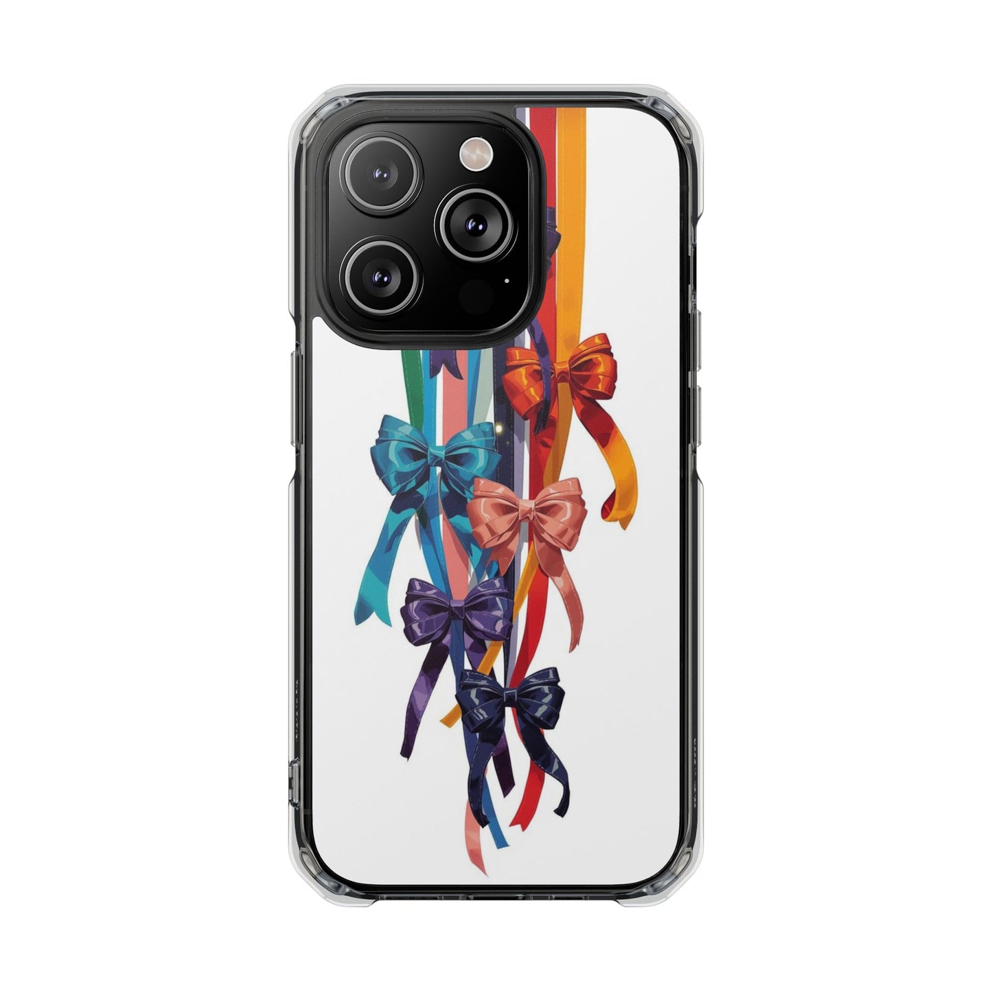 Clear Magnetic Phone Case — Colorful Ribbon Bows Design