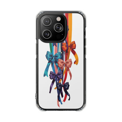 Clear Magnetic Phone Case — Colorful Ribbon Bows Design