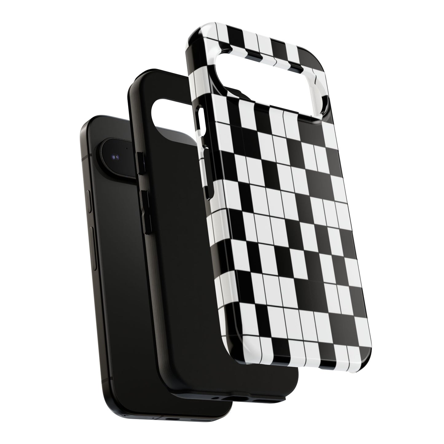 Crossword Grid Phone Case — Black & White Puzzle Pattern Tough Phone Cover