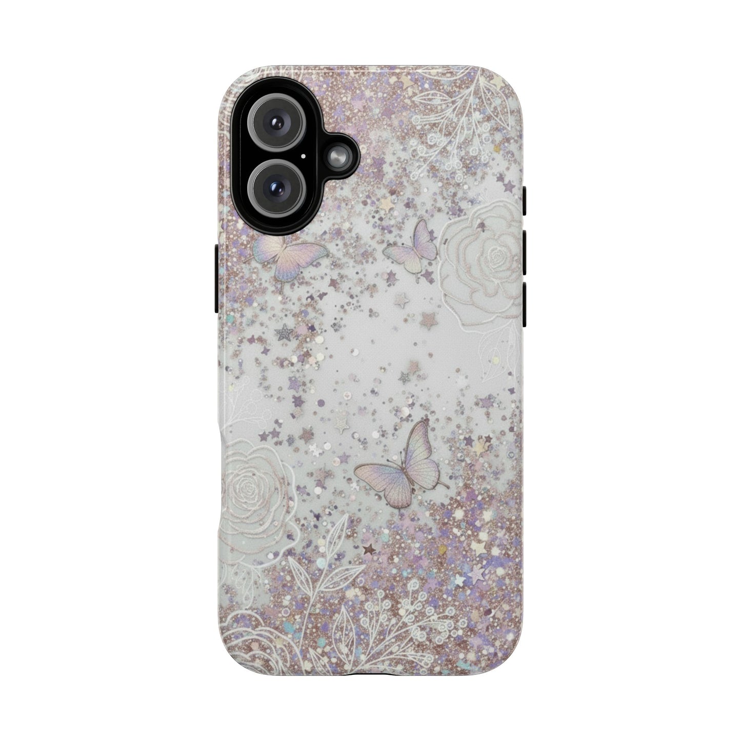 Butterfly Glitter Tough Phone Case — Floral Sparkle Protective Case