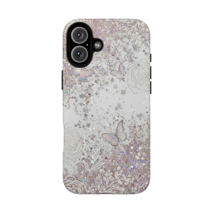 Butterfly Glitter Tough Phone Case — Floral Sparkle Protective Case