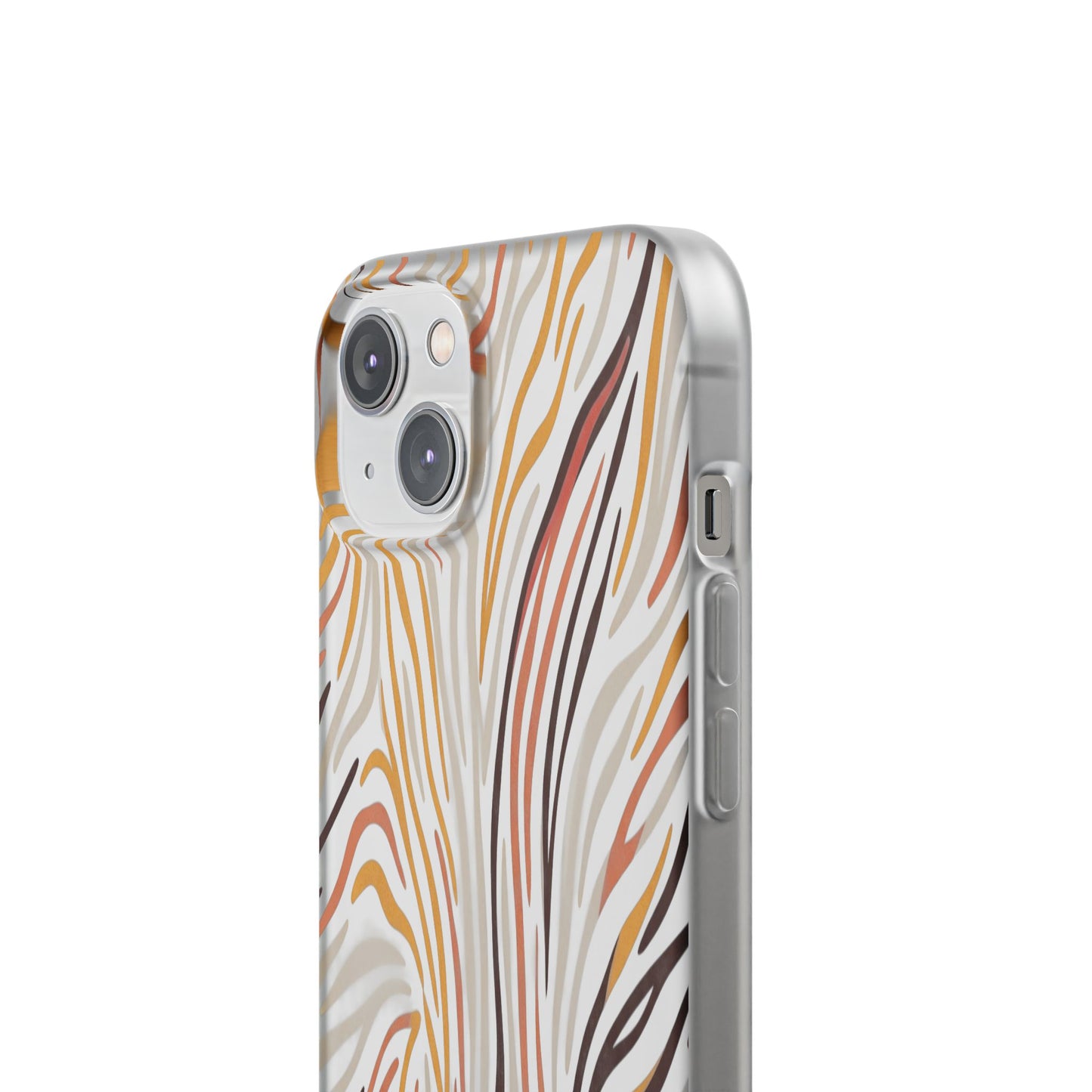 Marbled Neutral Stripe Phone Case — Abstract Beige & Terracotta Flexi Case