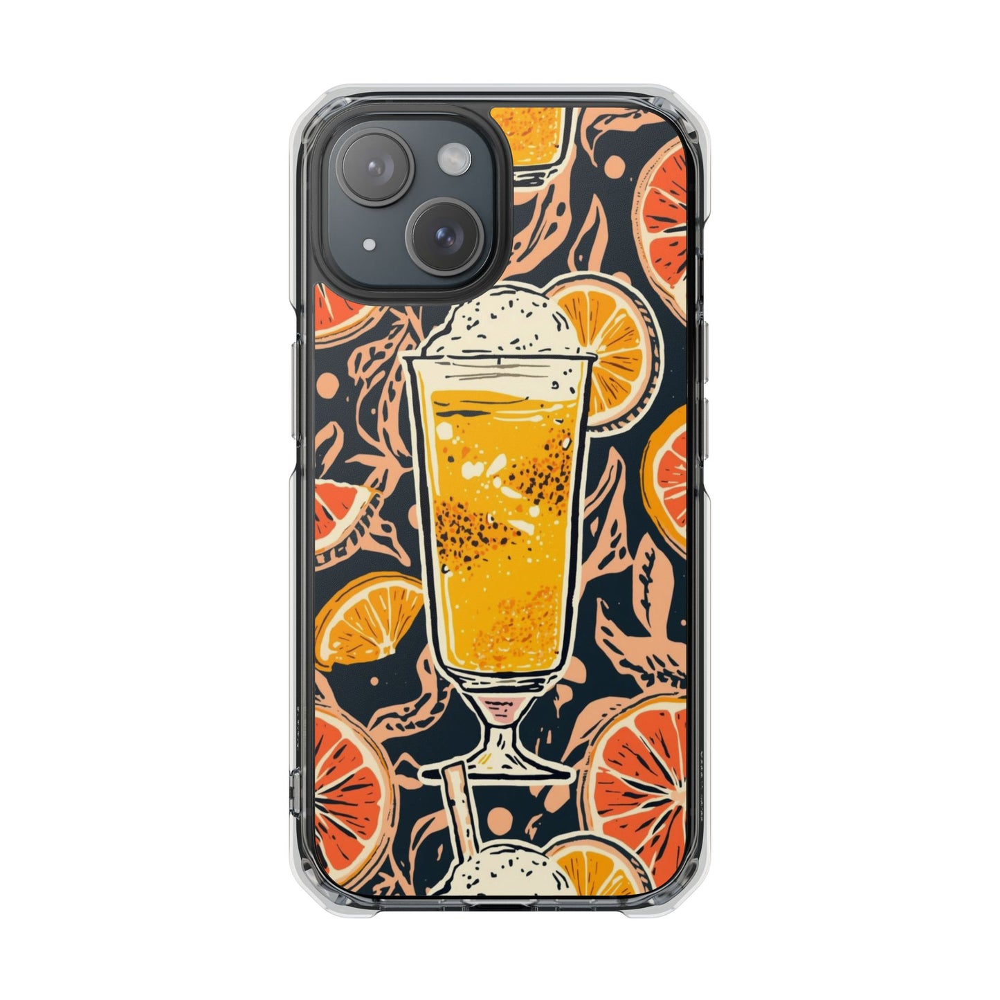 Clear Magnetic Phone Case — Citrus Beer Glass Design