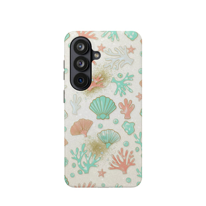 Sea Shells Magnetic Impact Phone Case — Pastel Coral & Teal Beach Design