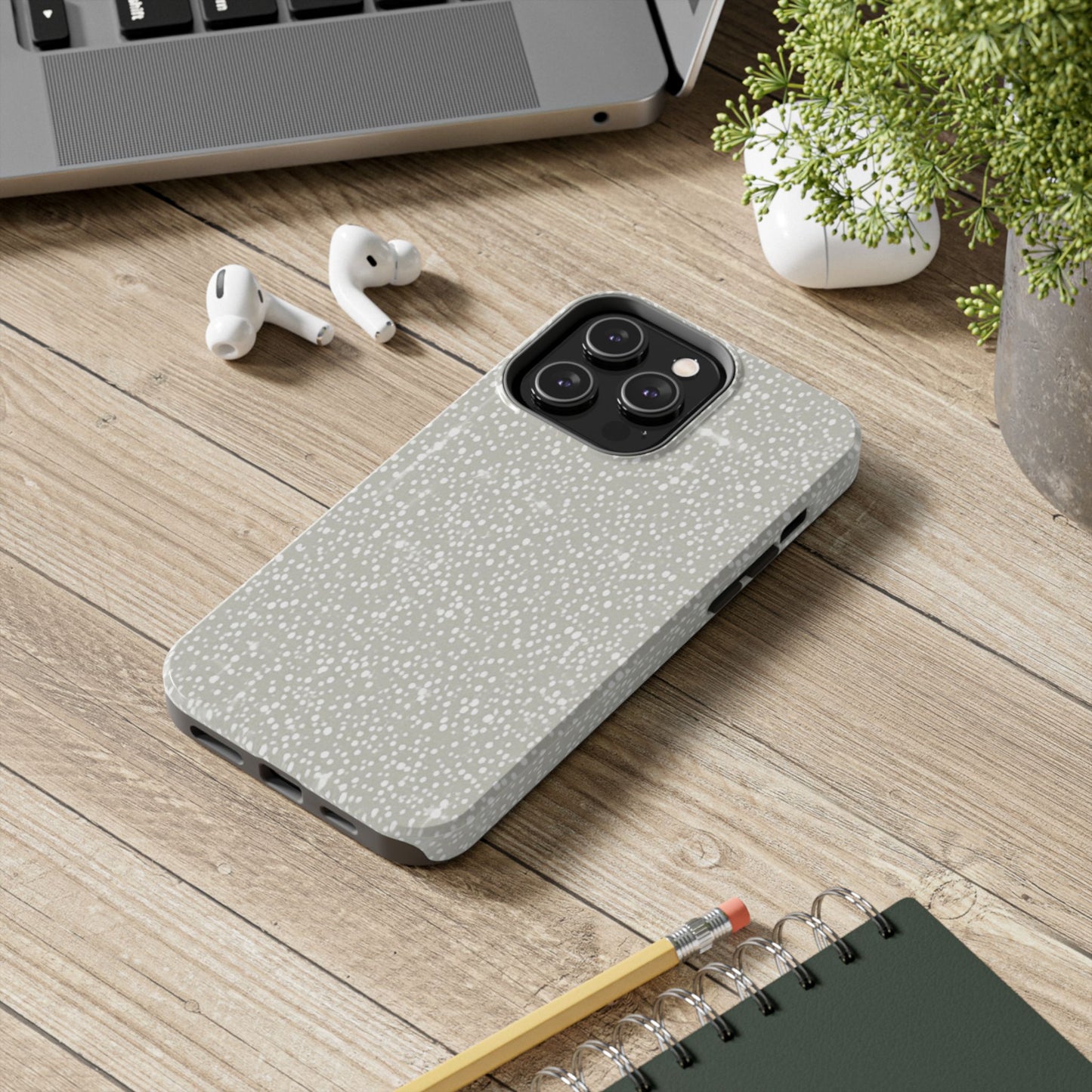 Speckled Gray Tough Phone Case — Protective Shockproof iPhone Cover
