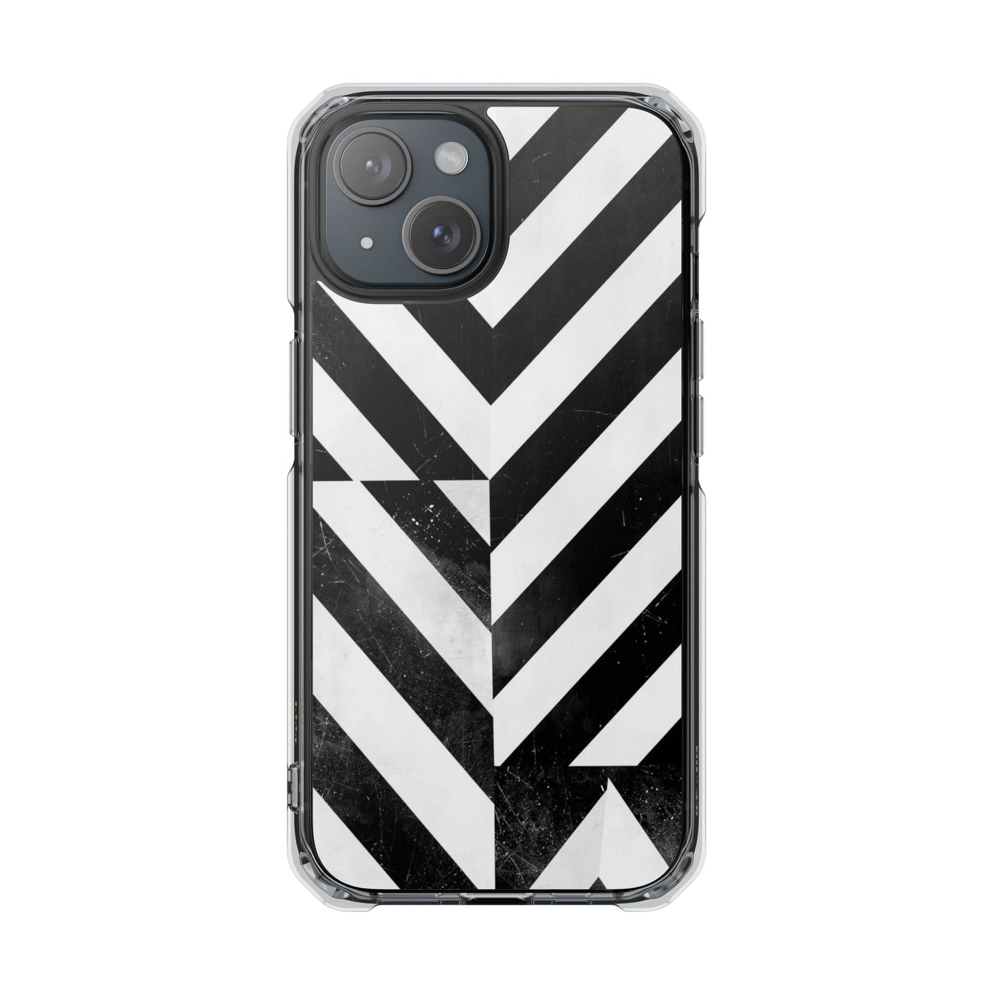 Clear Magnetic Phone Case — Bold Black & White Chevron Impact Design