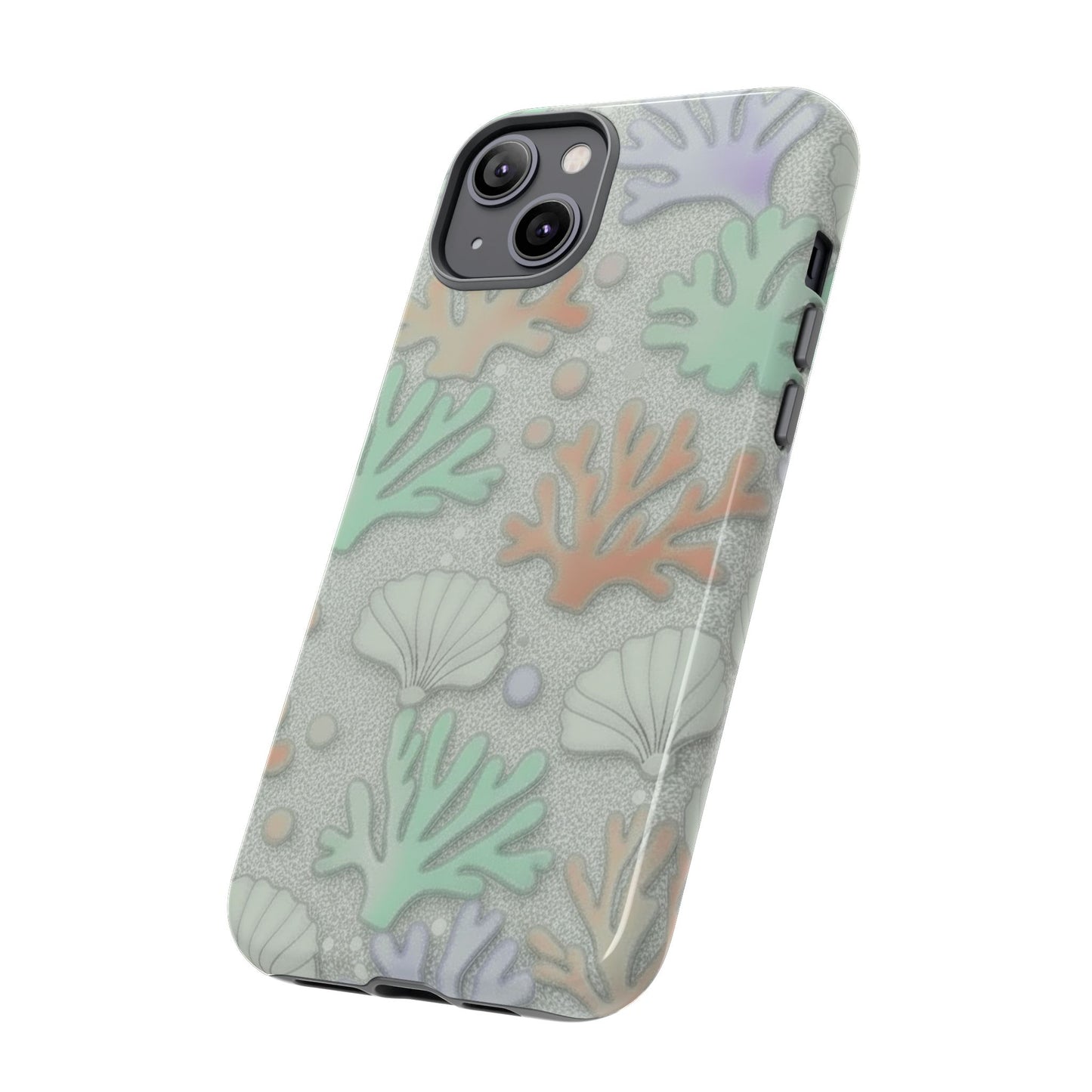 Pastel Coral Reef Tough Phone Case – Sea Shell & Coral Pattern Durable Protector