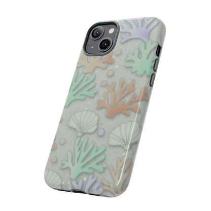 Pastel Coral Reef Tough Phone Case – Sea Shell & Coral Pattern Durable Protector
