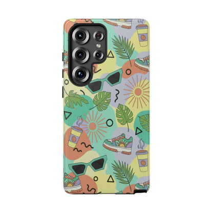 Tropical Summer Phone Case — Retro Sunglasses, Sneakers & Palm Pattern
