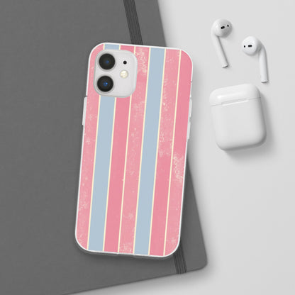 Striped Pink & Blue Phone Case — Retro Pastel Flexi Case