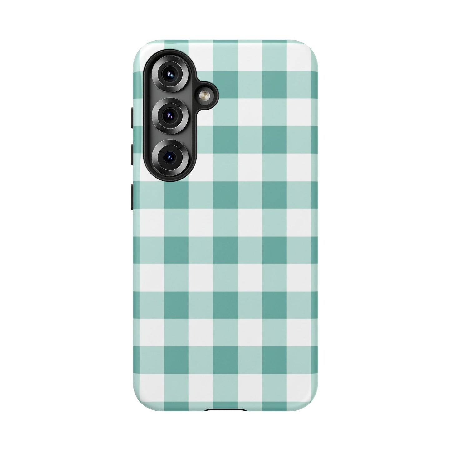 Mint Green Buffalo Check Tough Phone Case — Durable Plaid Protective Cover