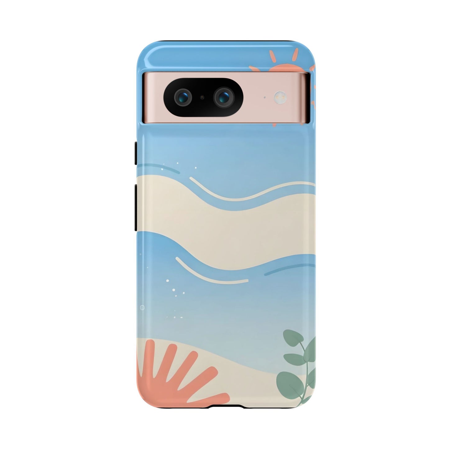 Beach Waves Tough Phone Case — Summer Sun & Seashell Protective Cover