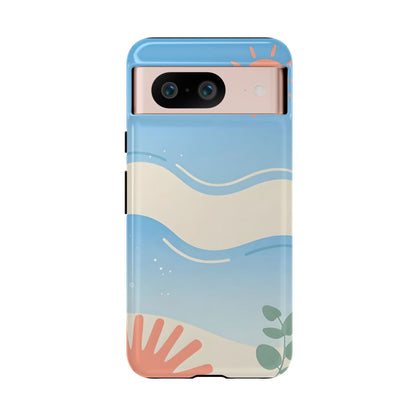 Beach Waves Tough Phone Case — Summer Sun & Seashell Protective Cover