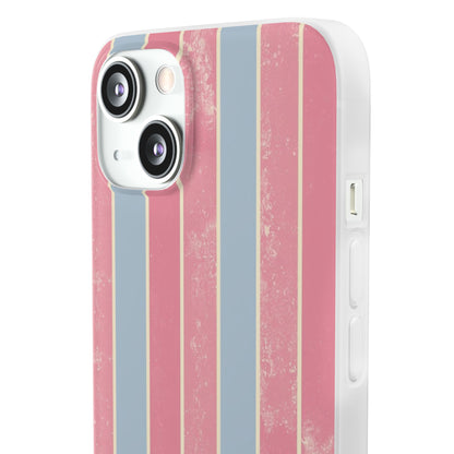 Striped Pink & Blue Phone Case — Retro Pastel Flexi Case