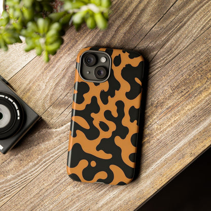 Leopard Print Phone Case — Orange & Black Tough Pattern Protective Cover