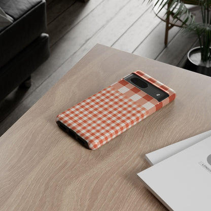 Buffalo Check Tough Phone Case — Orange Gingham Protective Cover