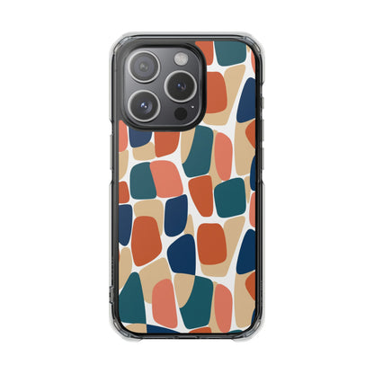 Clear Magnetic Phone Case — Abstract Color Block Protective Case