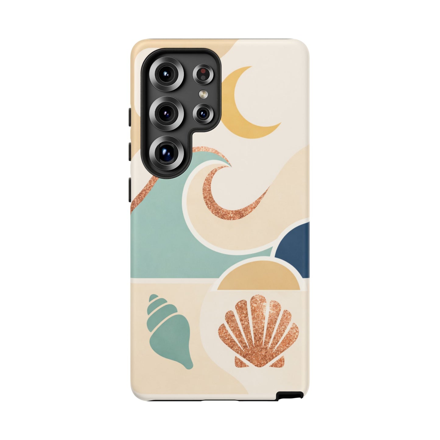 Sea Breeze Tough Phone Case — Retro Waves & Shells Design