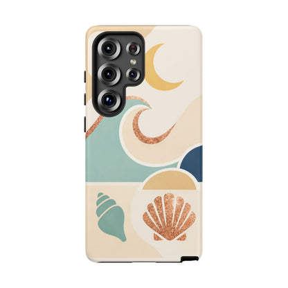 Sea Breeze Tough Phone Case — Retro Waves & Shells Design