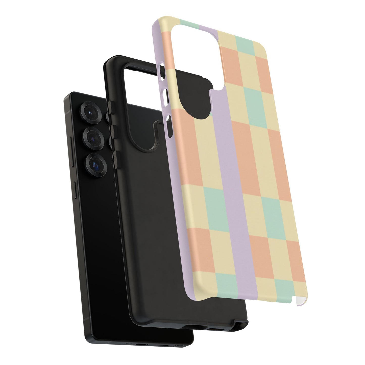 Pastel Checkered Phone Case — Retro Stripe Tough Case