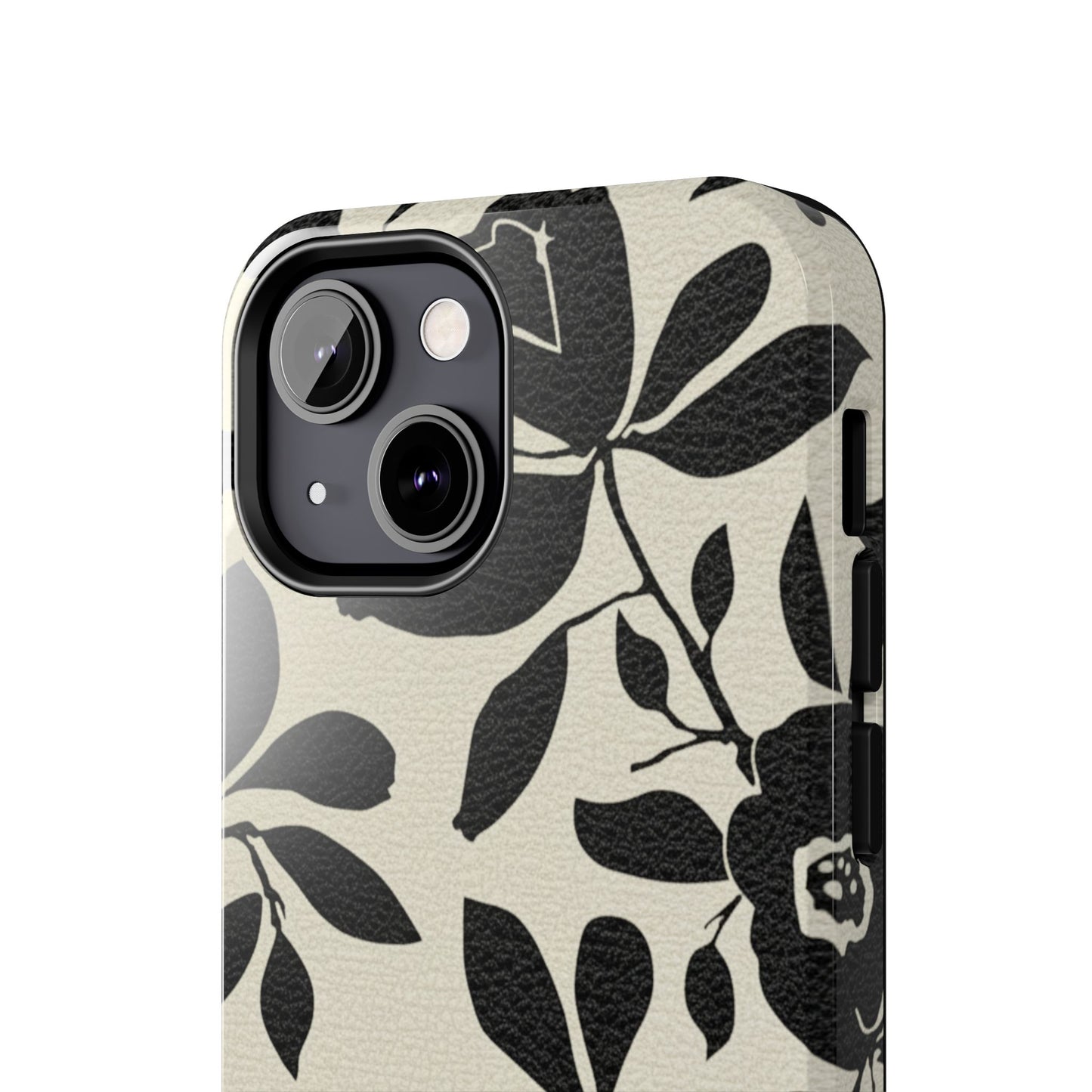 Tough Phone Case — Black Floral Silhouette Protective Cover