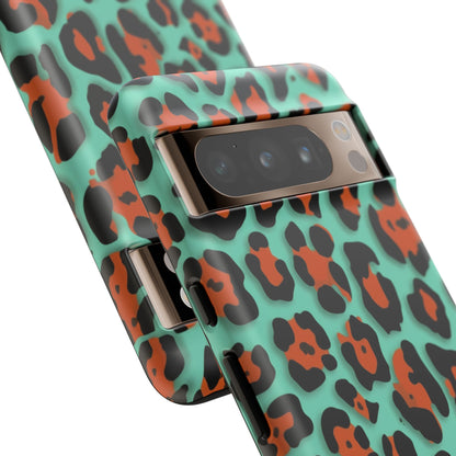 Teal & Rust Leopard Phone Case — Tough Protective Animal Print