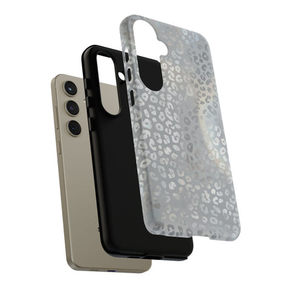 Grey Leopard Print Tough Phone Case — Durable Protective iPhone Cover