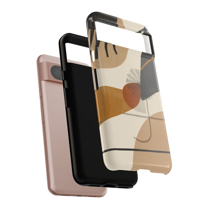 Abstract Earth Tone Phone Case — Mid-Century Minimalist Tough Case