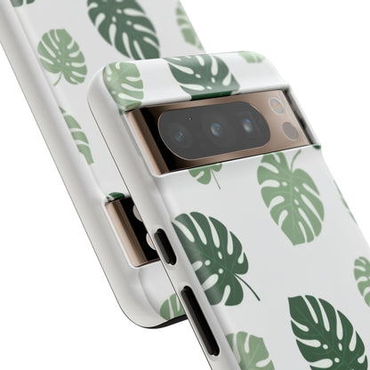 Monstera Leaf Tough Phone Case – Tropical Green Palm Pattern Protective Cover