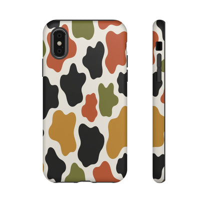 Camouflage Pattern Tough Phone Case – Retro Olive, Rust & Mustard Protective Cover