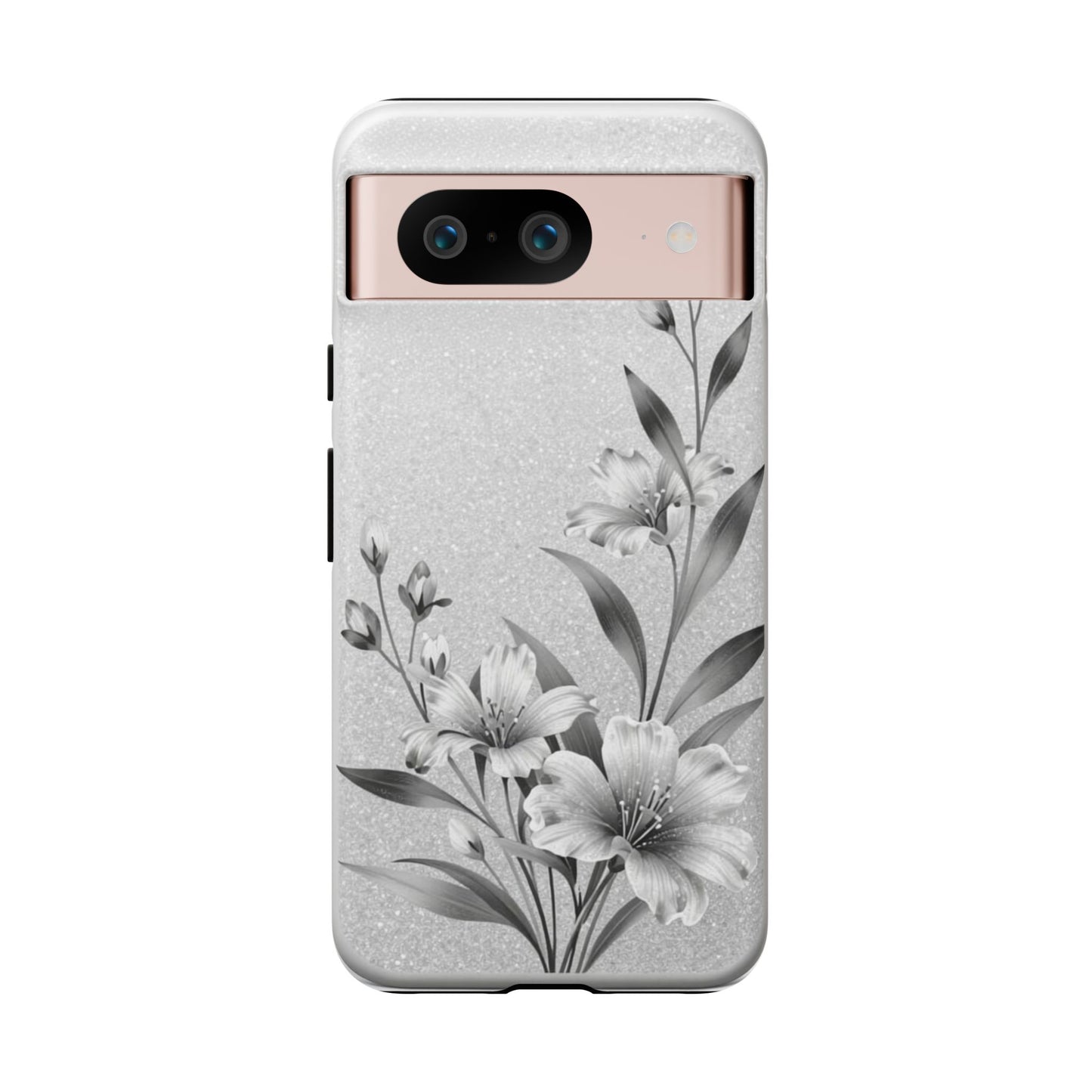 Floral Monochrome Phone Case — Elegant Black & White Lily Design