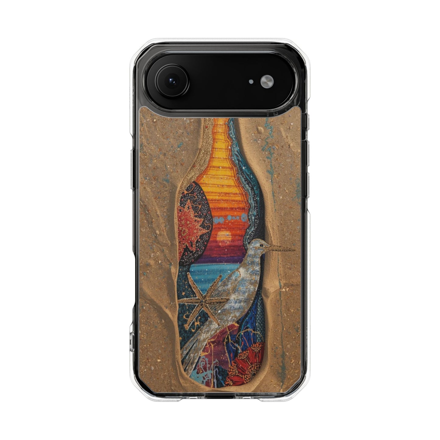 Clear Impact Phone Case — Sunset Wave Surfboard Art