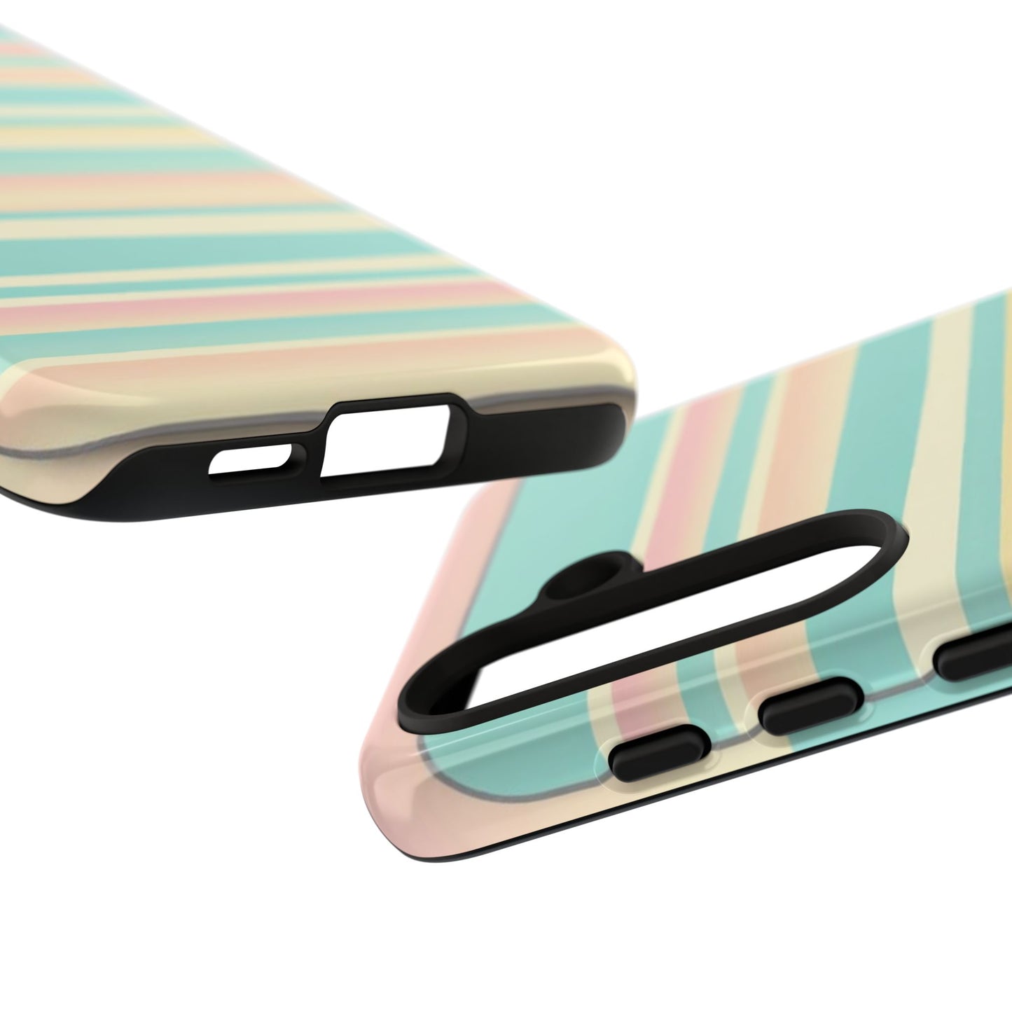 Pastel Striped Tough Phone Case — Mint, Peach & Cream Protective Cover
