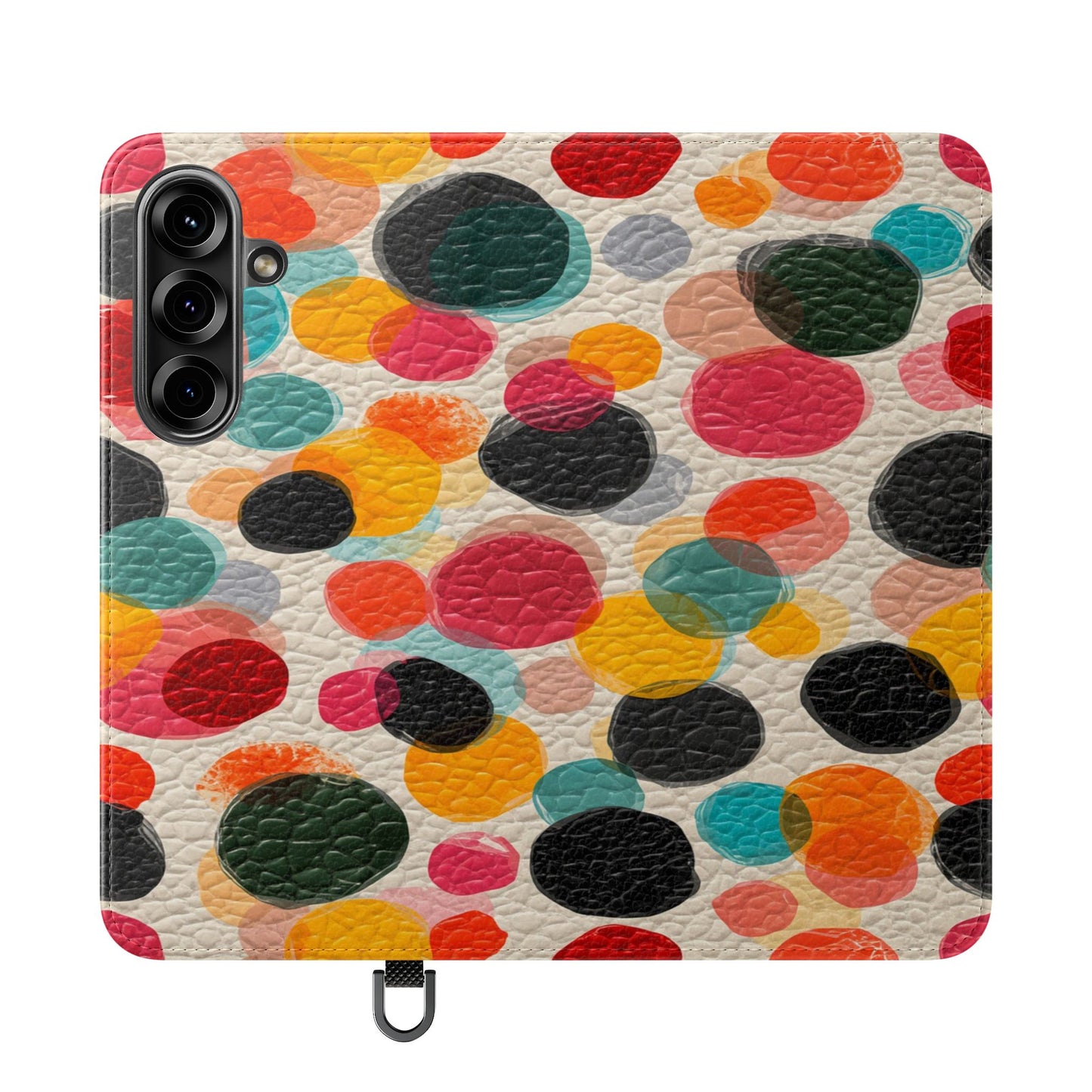 Colorful Confetti Dot Flip Phone Case — Retro Polka Wallet Cover