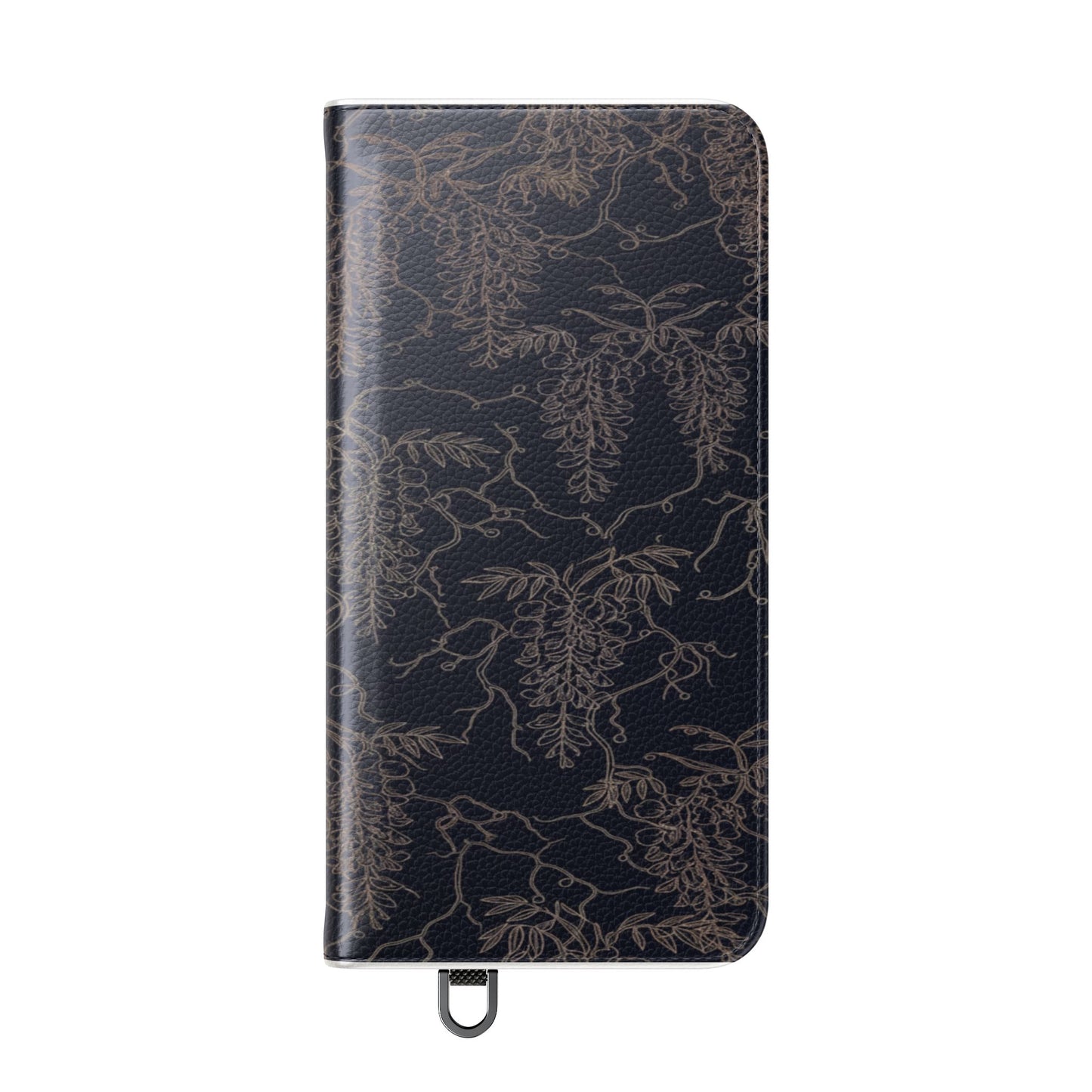 Botanical Noir Flip Phone Case — Dark Floral Wallet Cover with Card Slots