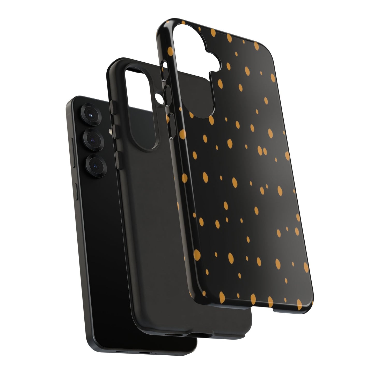 Black & Gold Dot Tough Phone Case — Protective Sparkle Pattern