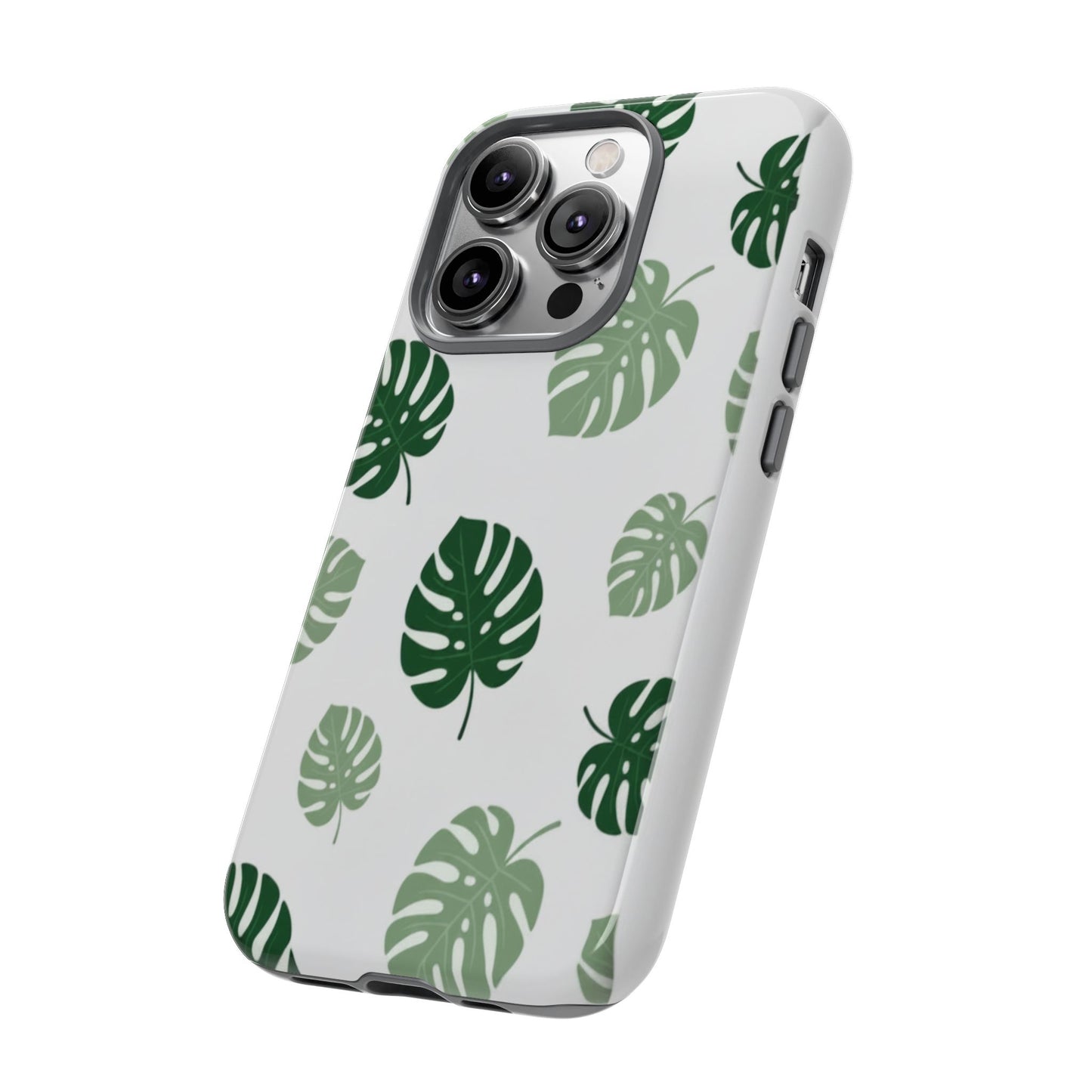 Monstera Leaf Tough Phone Case – Tropical Green Palm Pattern Protective Cover