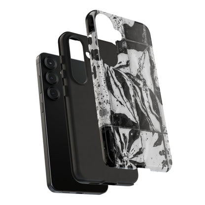 Monochrome Tile Floral Tough Phone Case