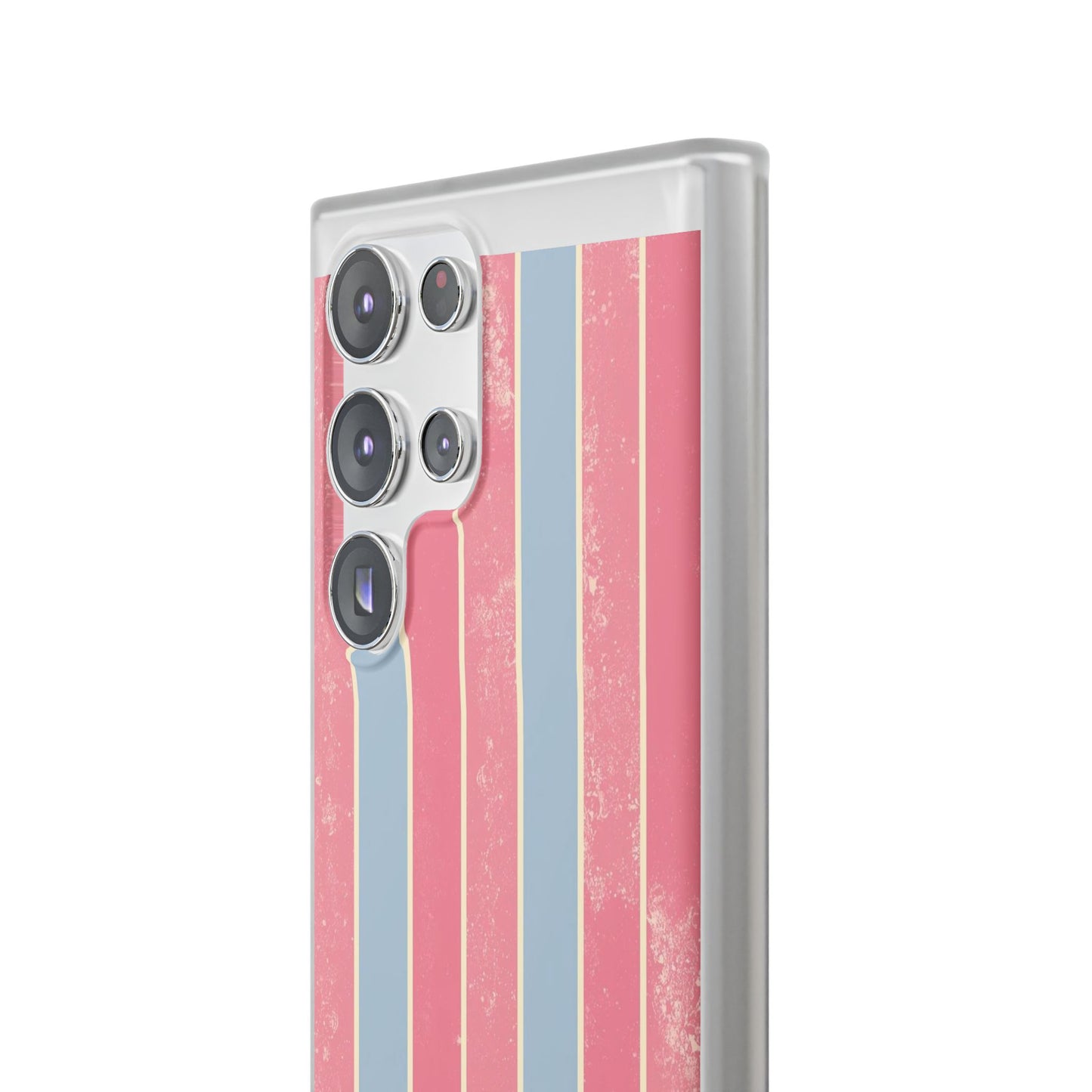 Striped Pink & Blue Phone Case — Retro Pastel Flexi Case