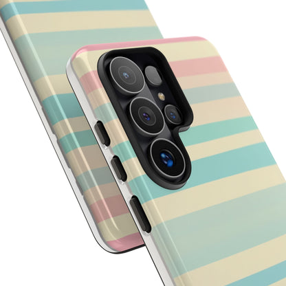 Pastel Striped Tough Phone Case – Protective Retro Rainbow Design